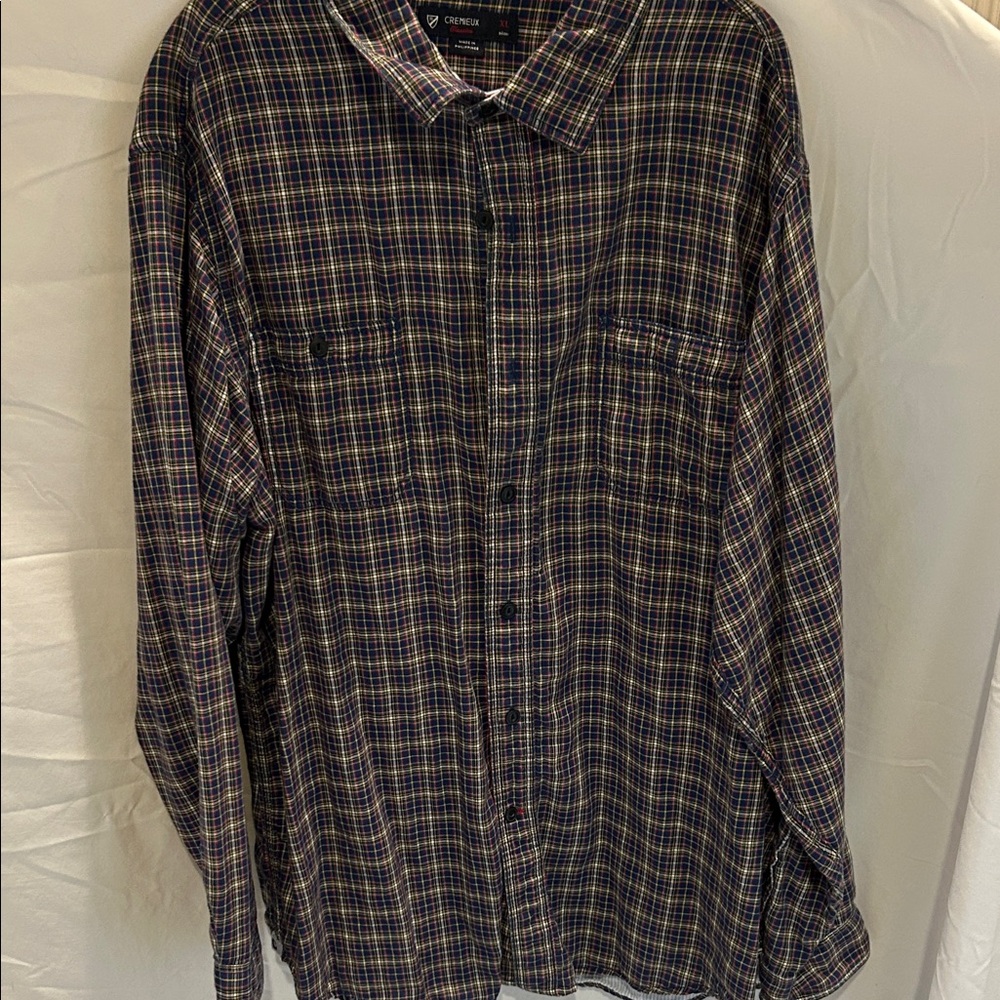 Daniel Cremieux Men's Plaid Shirt - Navy and Yellow